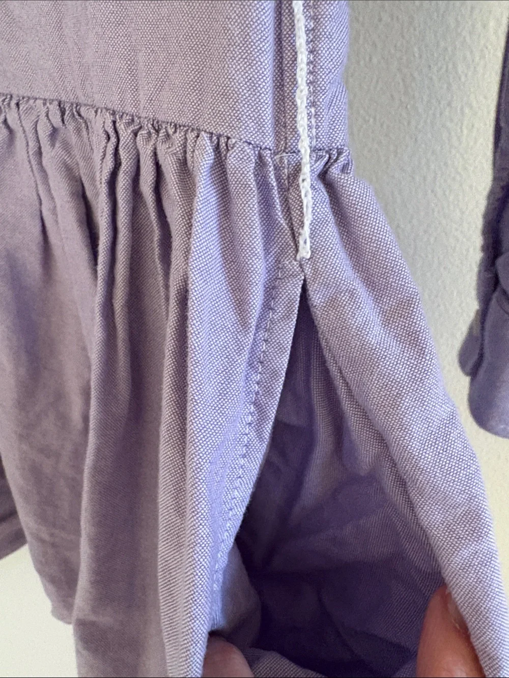 Ralph Lauren Girls Lavender Oxford Pintuck Preppy Dress (MISSING BUTTON & BELT)